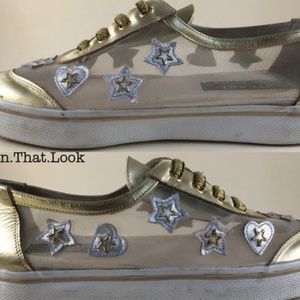 Stuart Weitzman Gold Star Heart Tennis Shoes